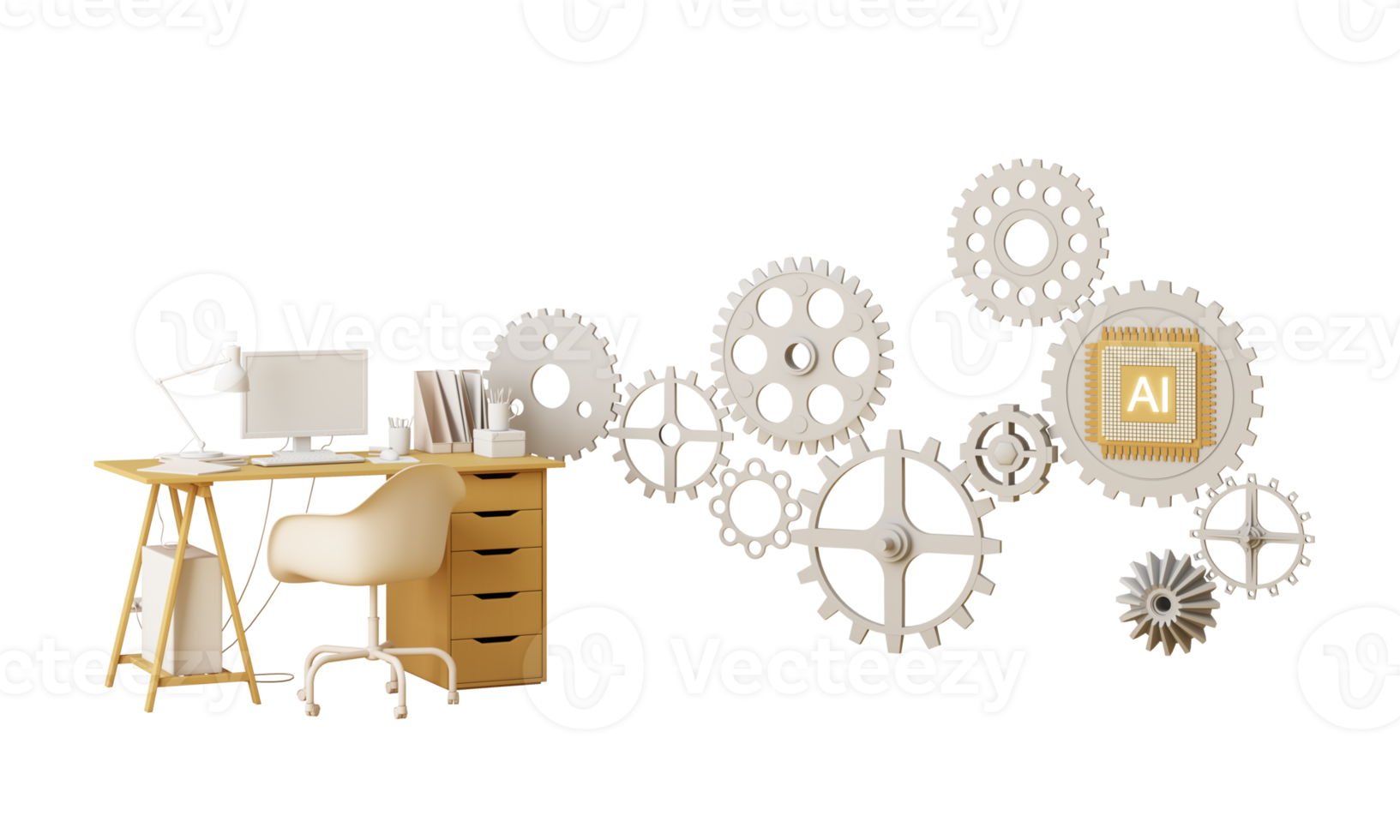 artificiale intelligenza ragnatela striscione. di un' processore patata fritta. il processi di dati in lavorazione. sviluppi nel moderno tecnologie. microcircuiti su neon raggiante sfondo. 3d interpretazione png