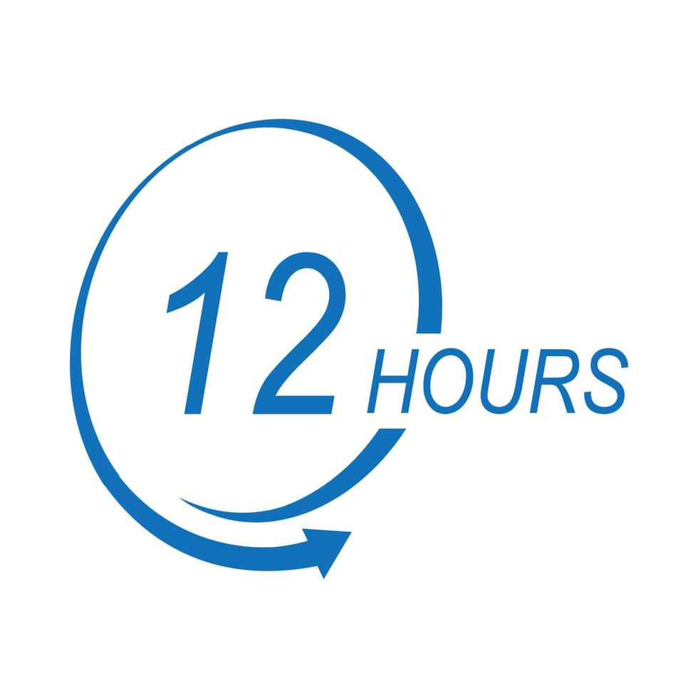 sign of 12 clock arrow hours logo vector