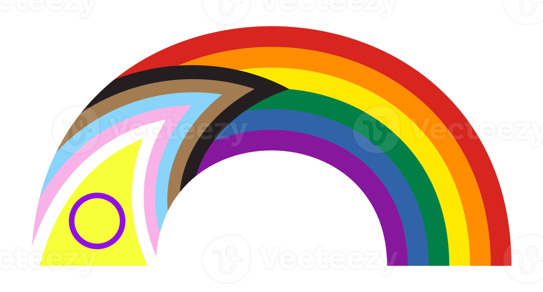Rainbow symbol with new Progress Pride Flag isolated png