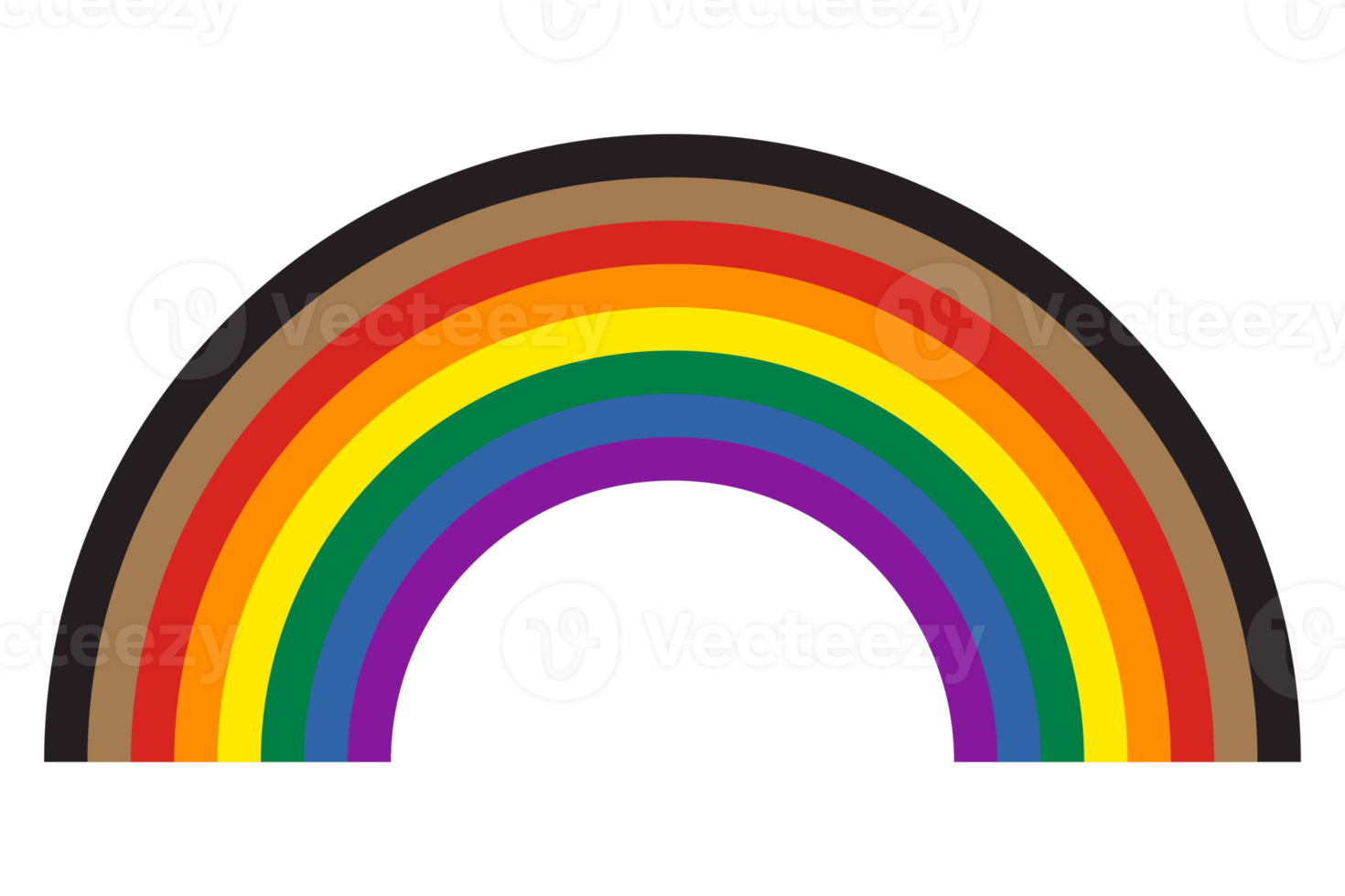New rainbow pride flag symbol with Black and Brown stripes png