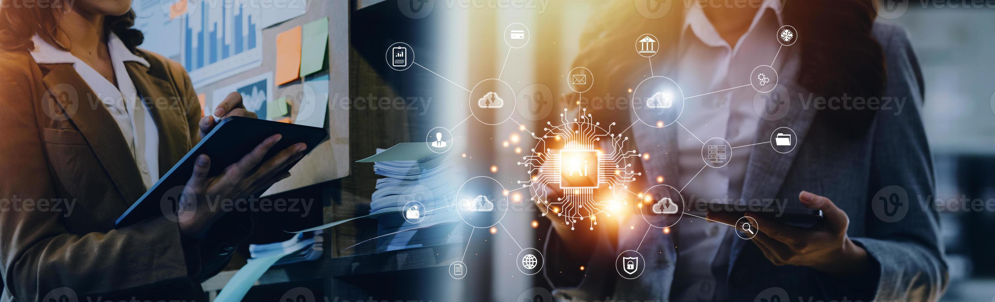 Digital transformation change management, internet of things. new technology bigdata and business process strategy, customer service management, cloud computing, smart industry. Ai technology. photo