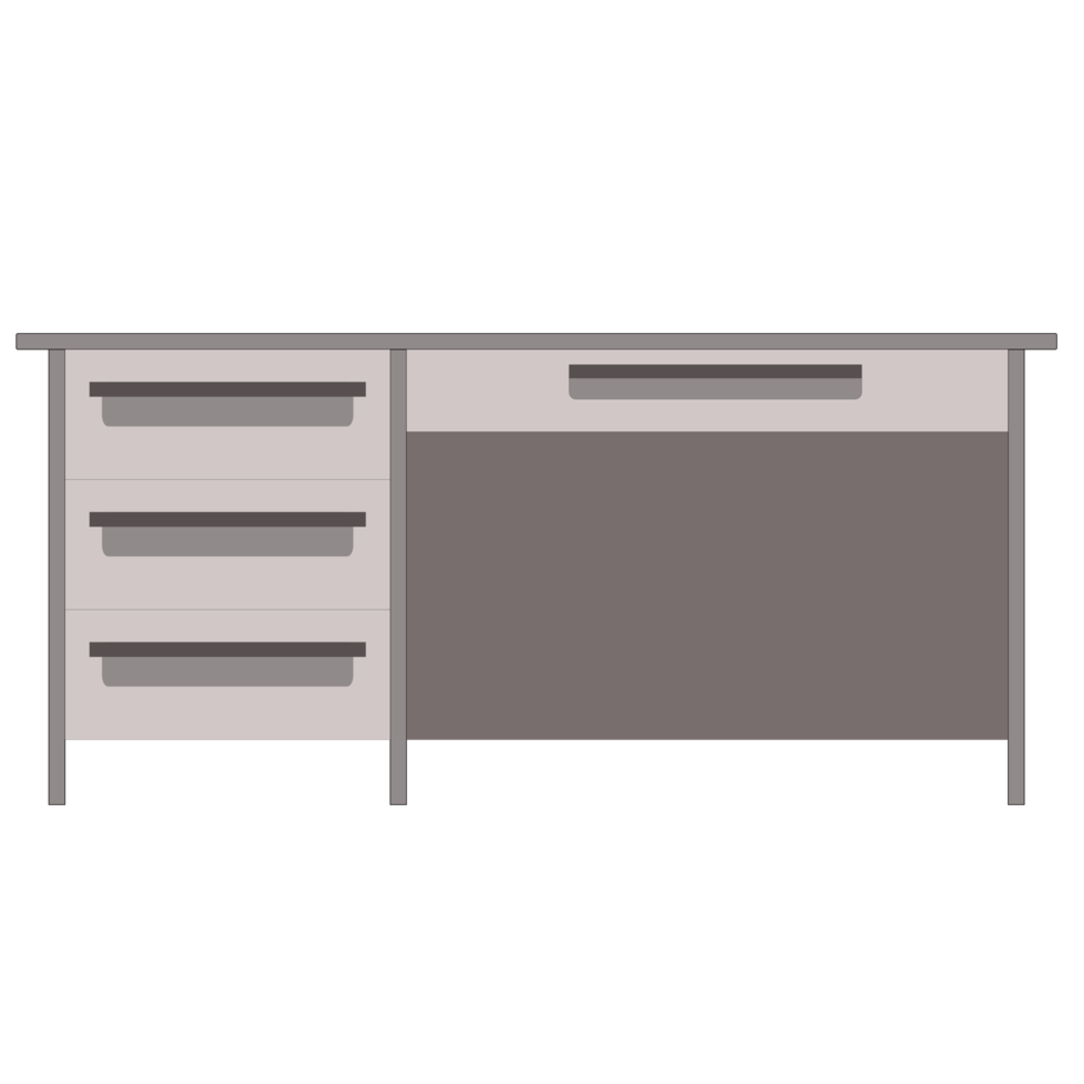 estilo plano, computadora gris, gris, computadora, mesa de computadora, aislado, transparente, fondo, png