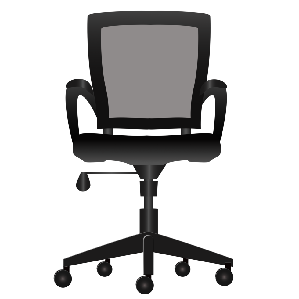 Black and white office chair isolated on transparent background