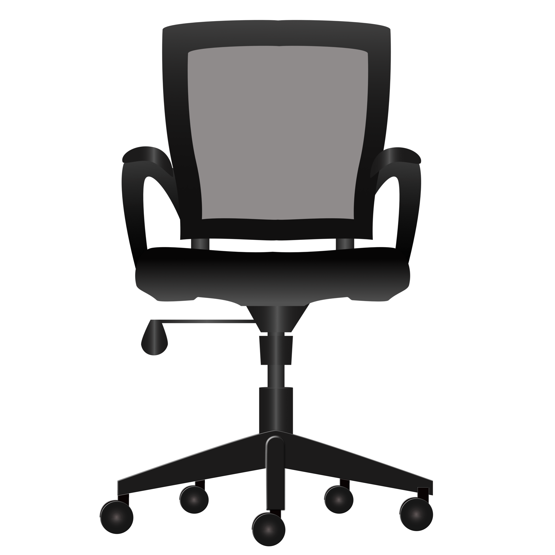 Black and white office chair isolated on transparent background