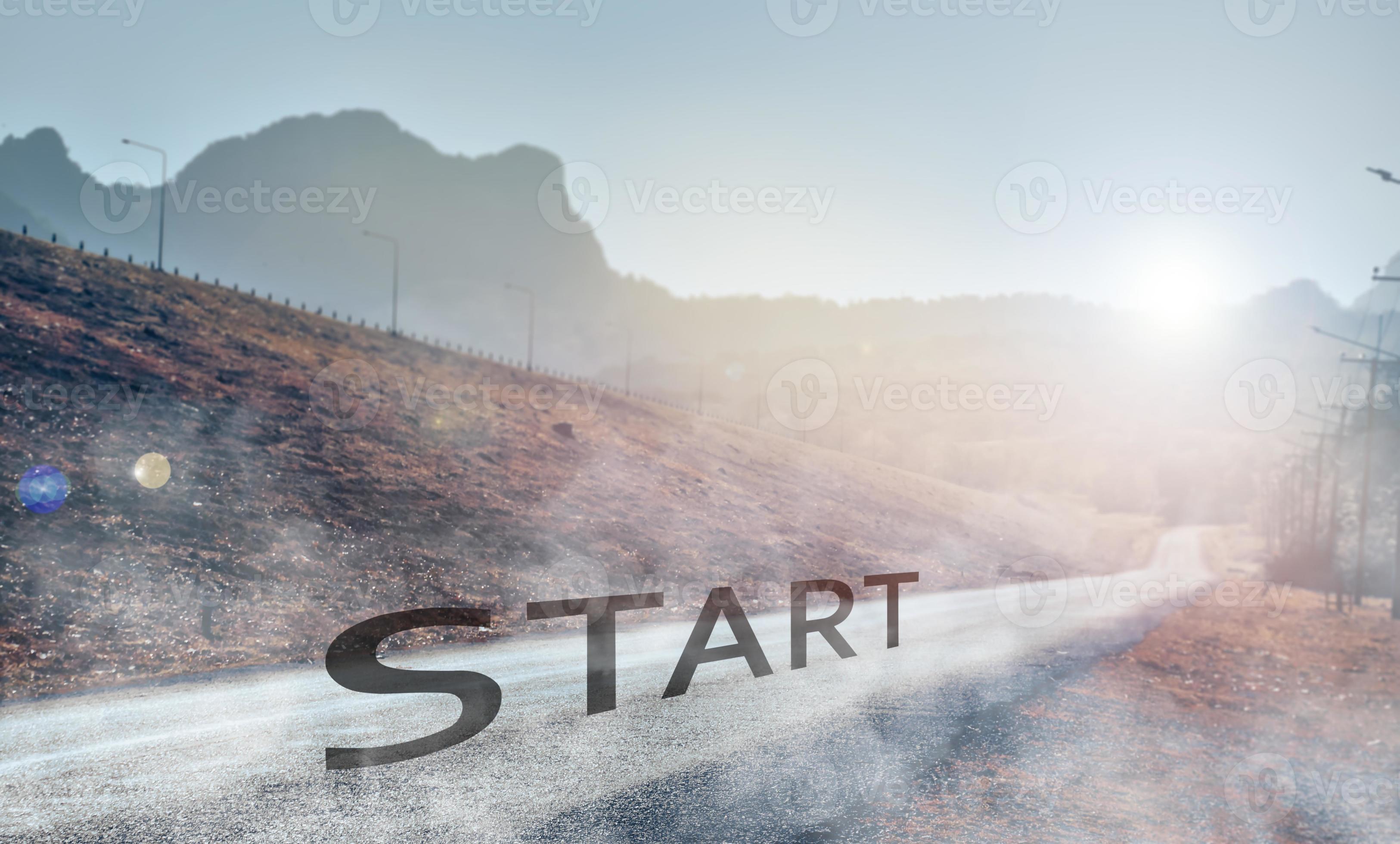 Starting point and journey on a paved road with sunrise in the valley(01)