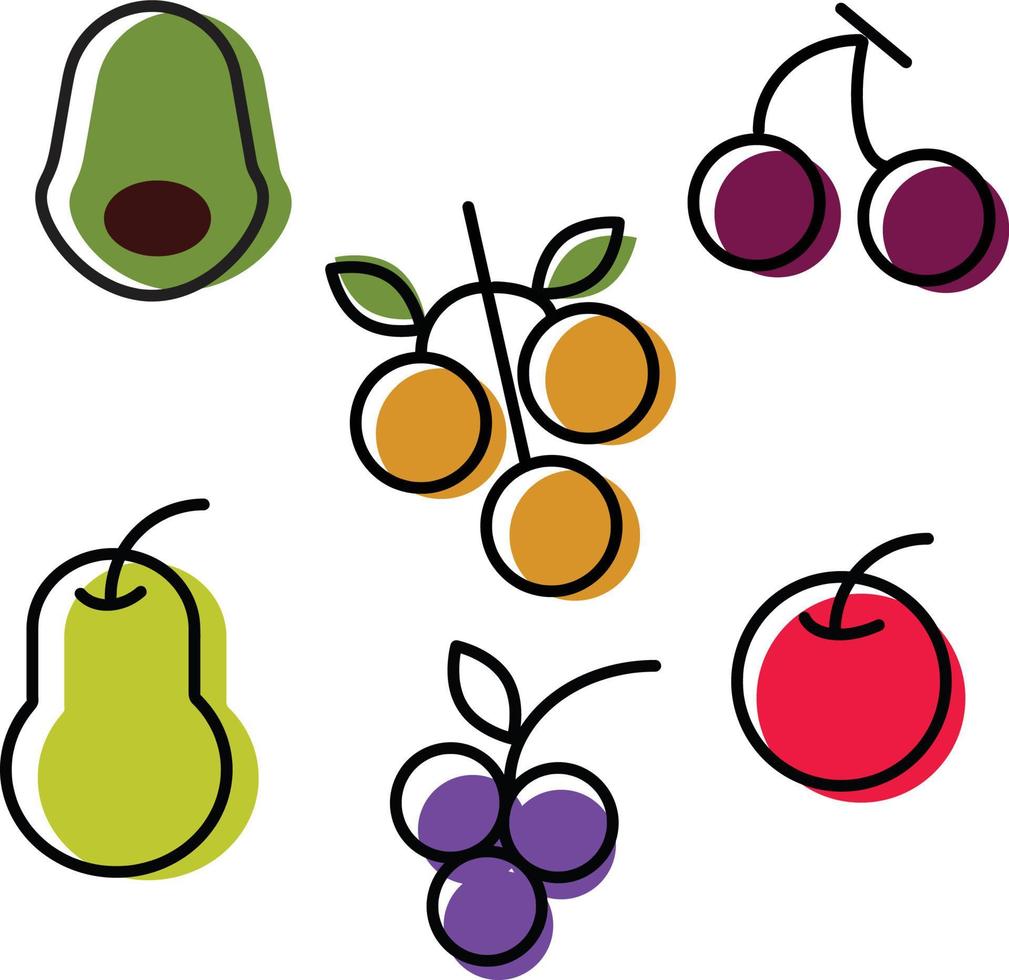 iconos de frutas aislado en blanco vector