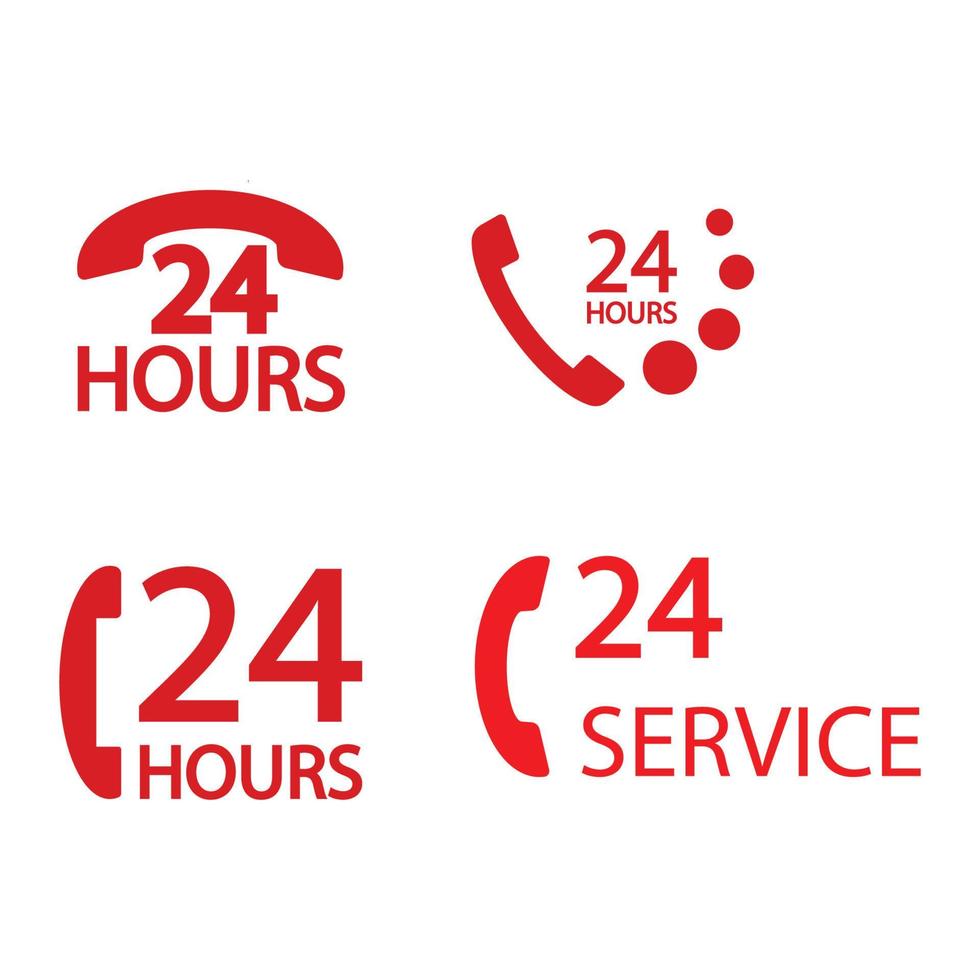 Logotipo de servicio telefónico 24 horas. vector