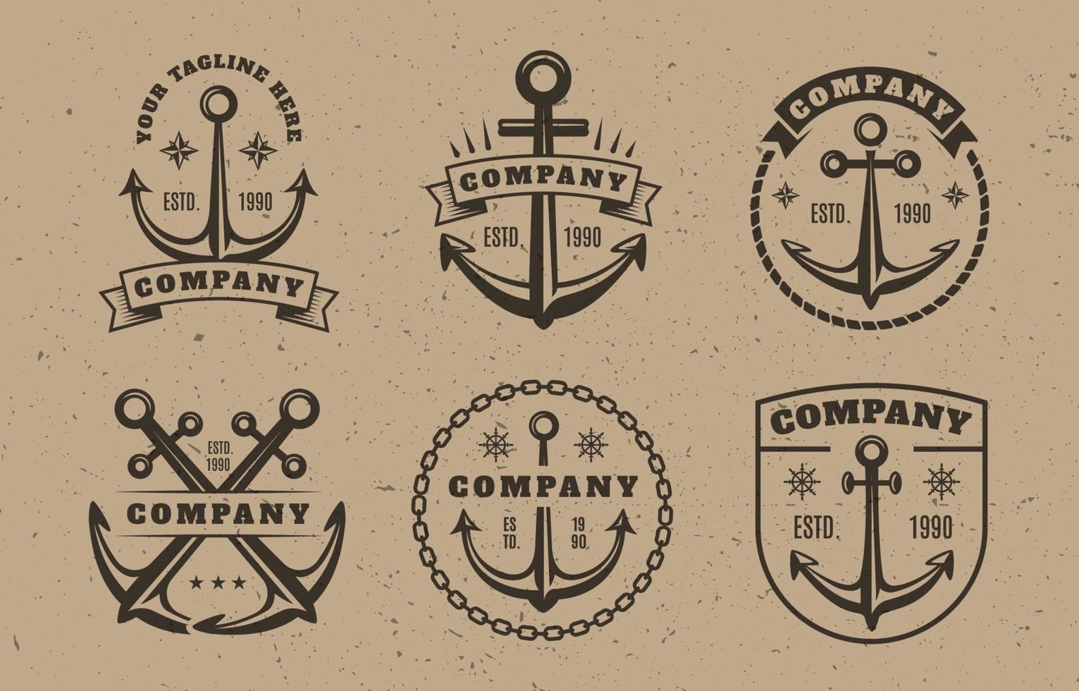 Vintage Anchors Logo Template Collection vector