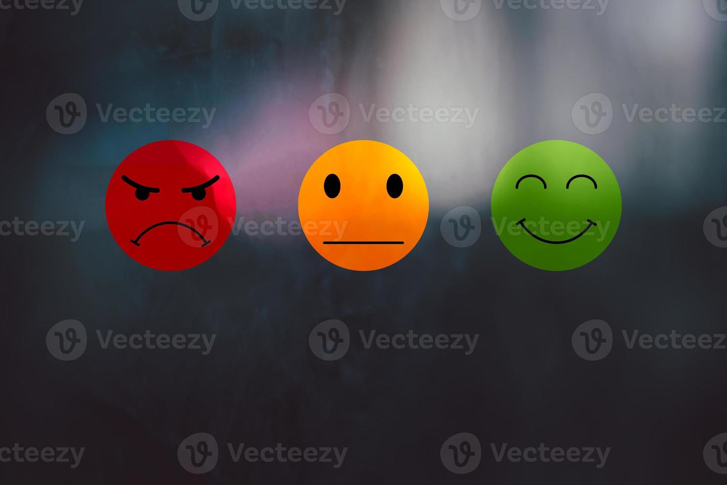 Customer Experience dissatisfied Concept, Unhappy Businessman Client with Sadness Emotion Face on virtual screen, Bad review, bad service dislike bad quality, low rating, social media not good. photo