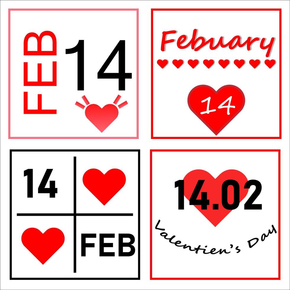 Illustrator vector of a set valentine date, 14 February sign