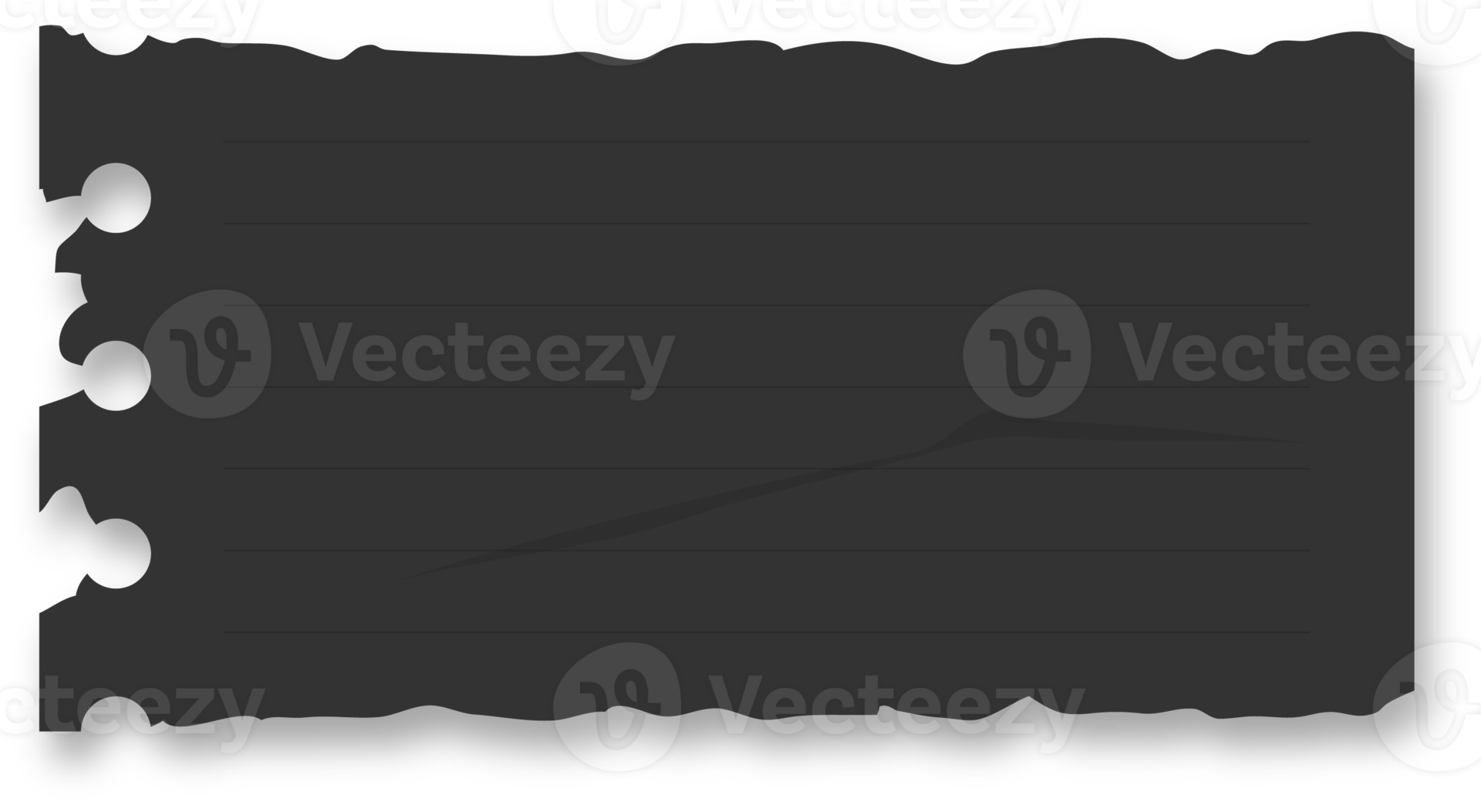 Black notebook paper with all edges ripped 18795030 PNG