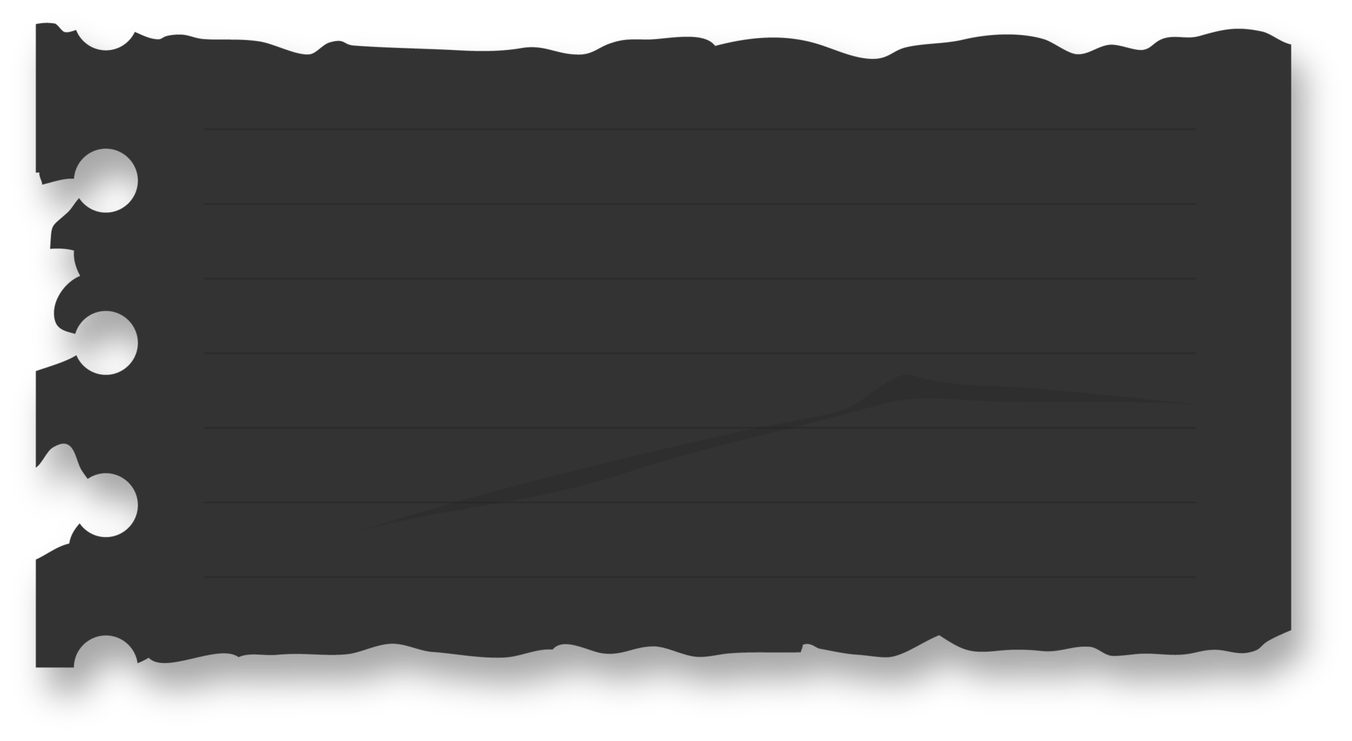 Black notebook paper with all edges ripped 18795030 PNG