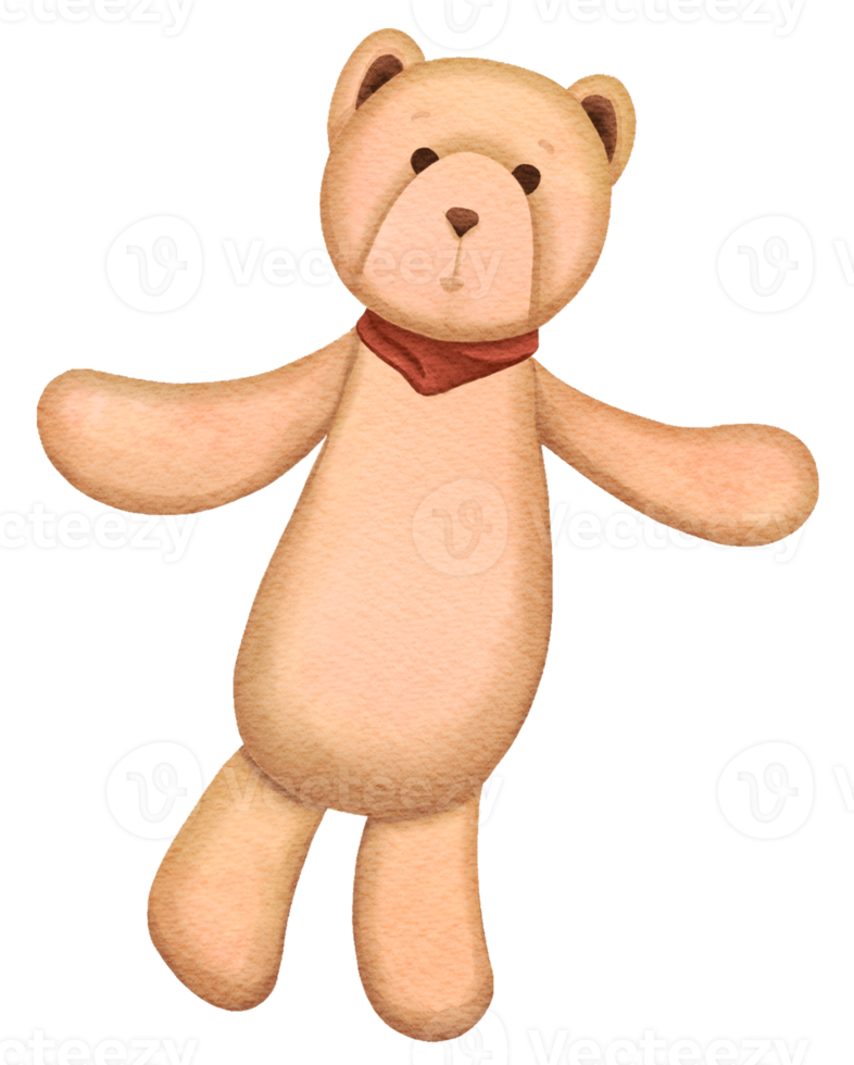 Watercolor Teddy Bear Doll Illustration png