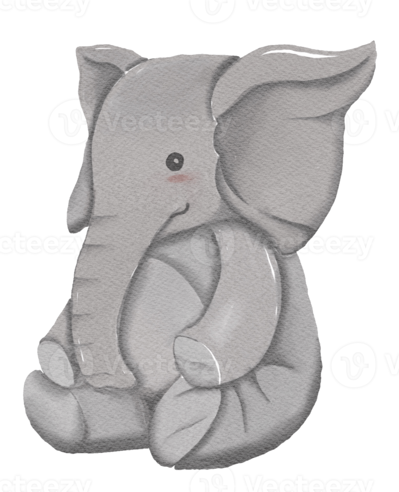 Cute Watercolor Elephant Doll Illustration png