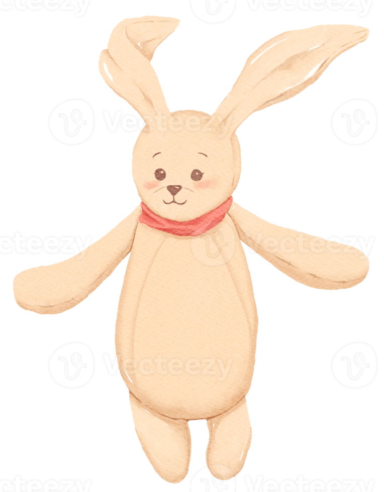 Cute Watercolor Rabbit Doll Illustration png