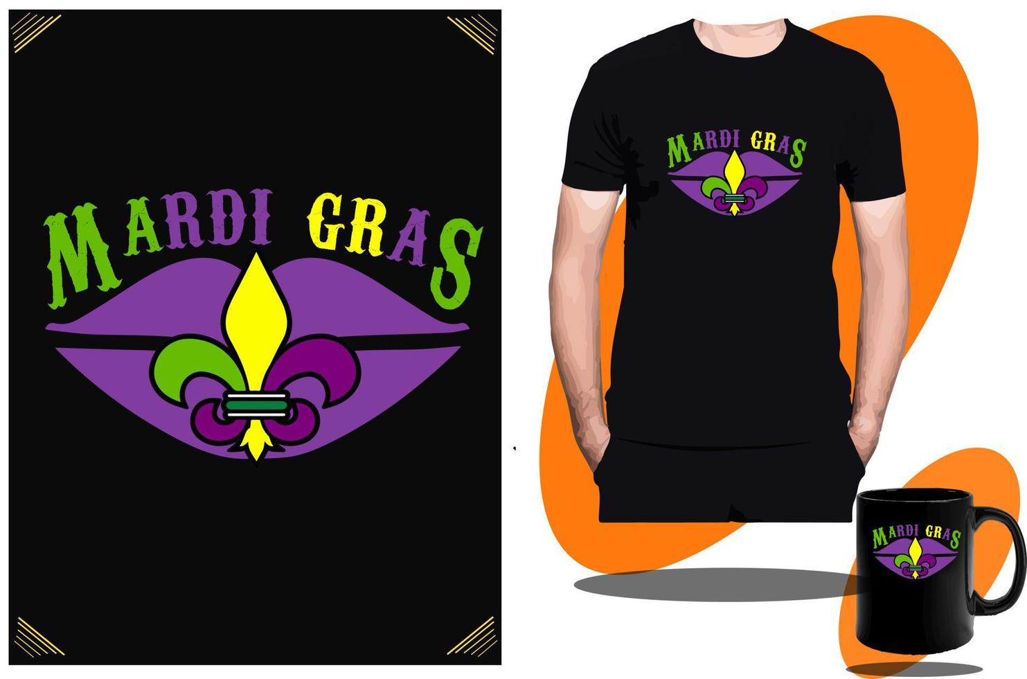 Mardi Gras 2023 and Mardi Gras Party, Flag, Craw, T shirt design or Template. vector