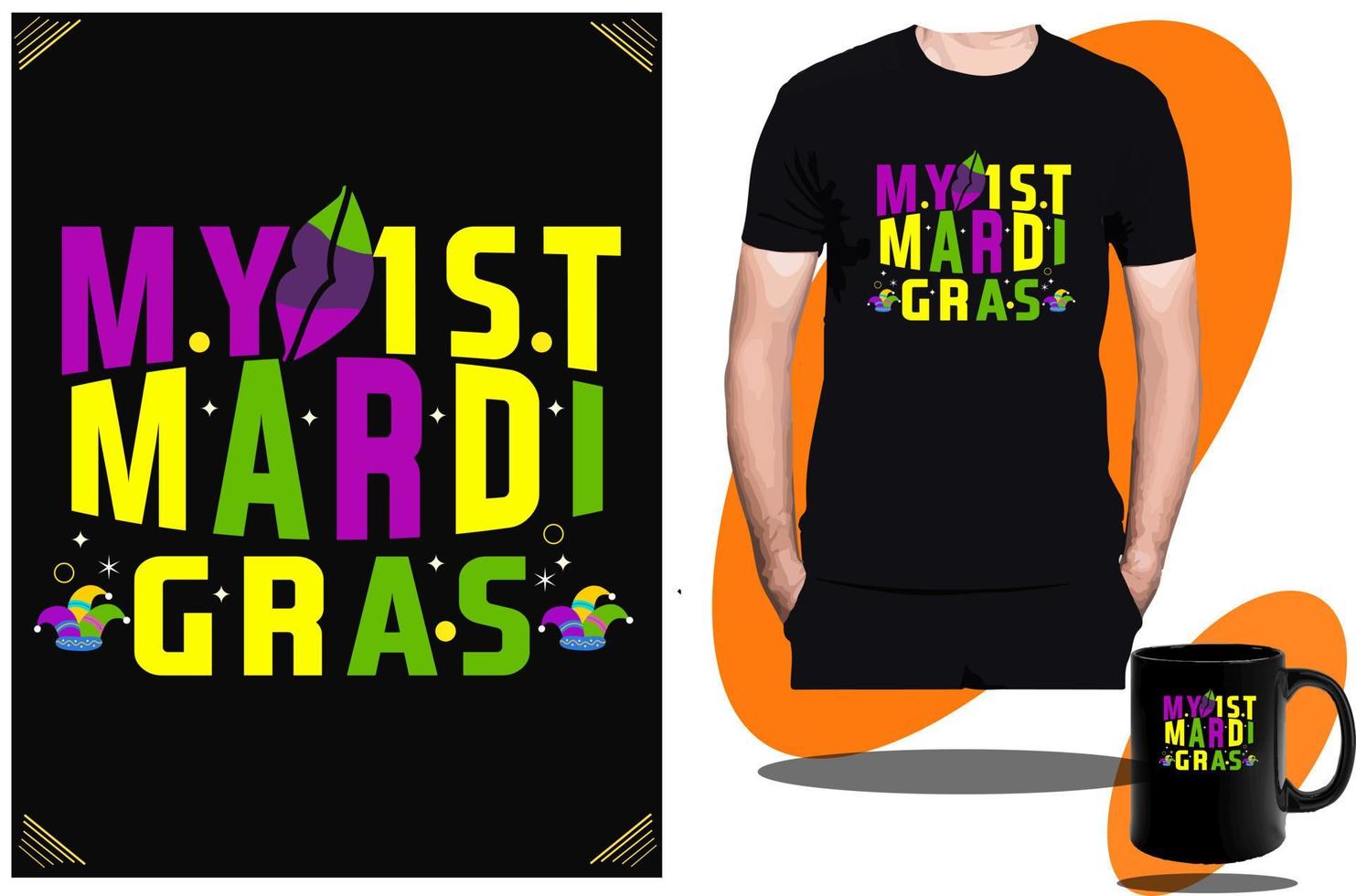 Mardi Gras 2023 and Mardi Gras Party, Flag, Craw, T shirt design or Template. vector