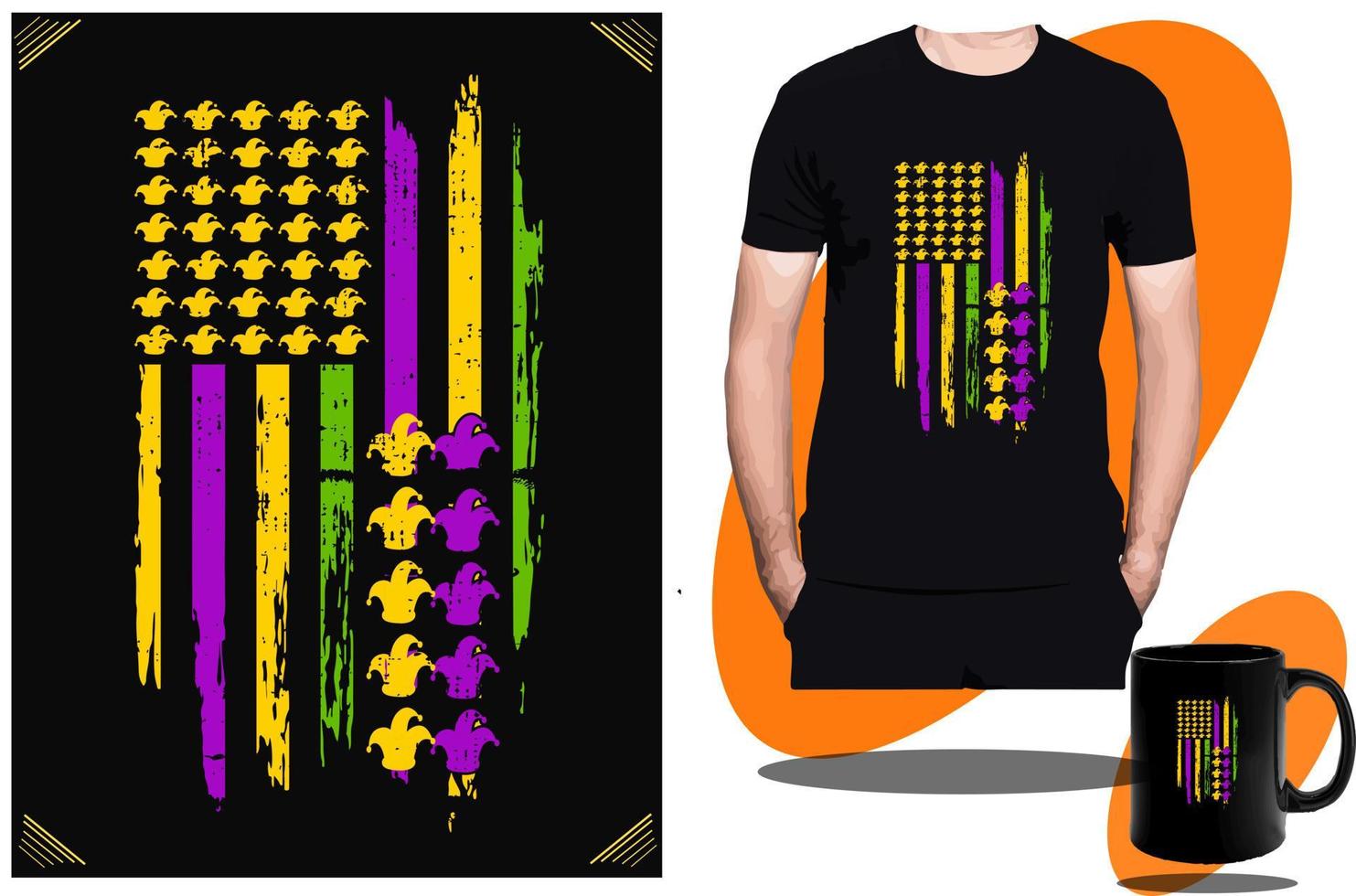 Mardi Gras 2023 and Mardi Gras Party, Flag, Craw, T shirt design or Template. vector