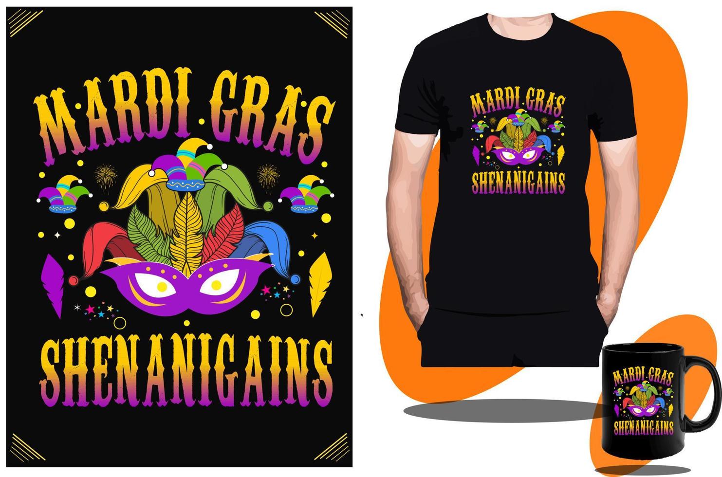 mardi gras 2023 y fiesta de mardi gras, bandera, buche, diseño de camiseta o plantilla. vector