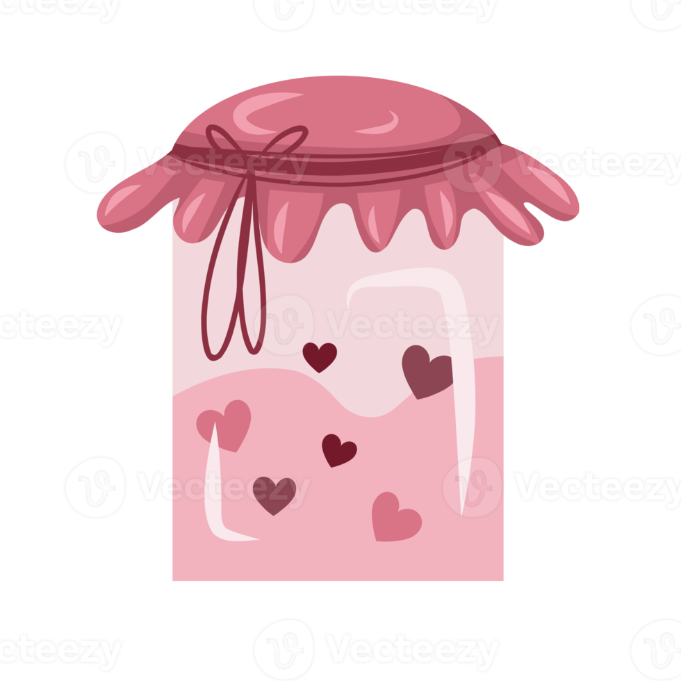 bicchiere vaso con cuori e rosa coperchio isolato su trasparente sfondo. San Valentino giorno icona. png