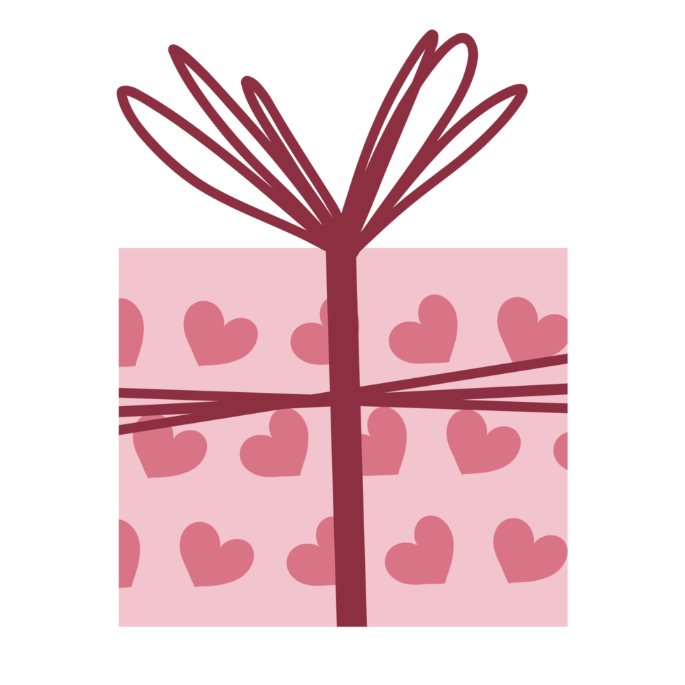 caja de regalo con corazones y cinta aislada sobre fondo transparente. icono del día de san valentín. png