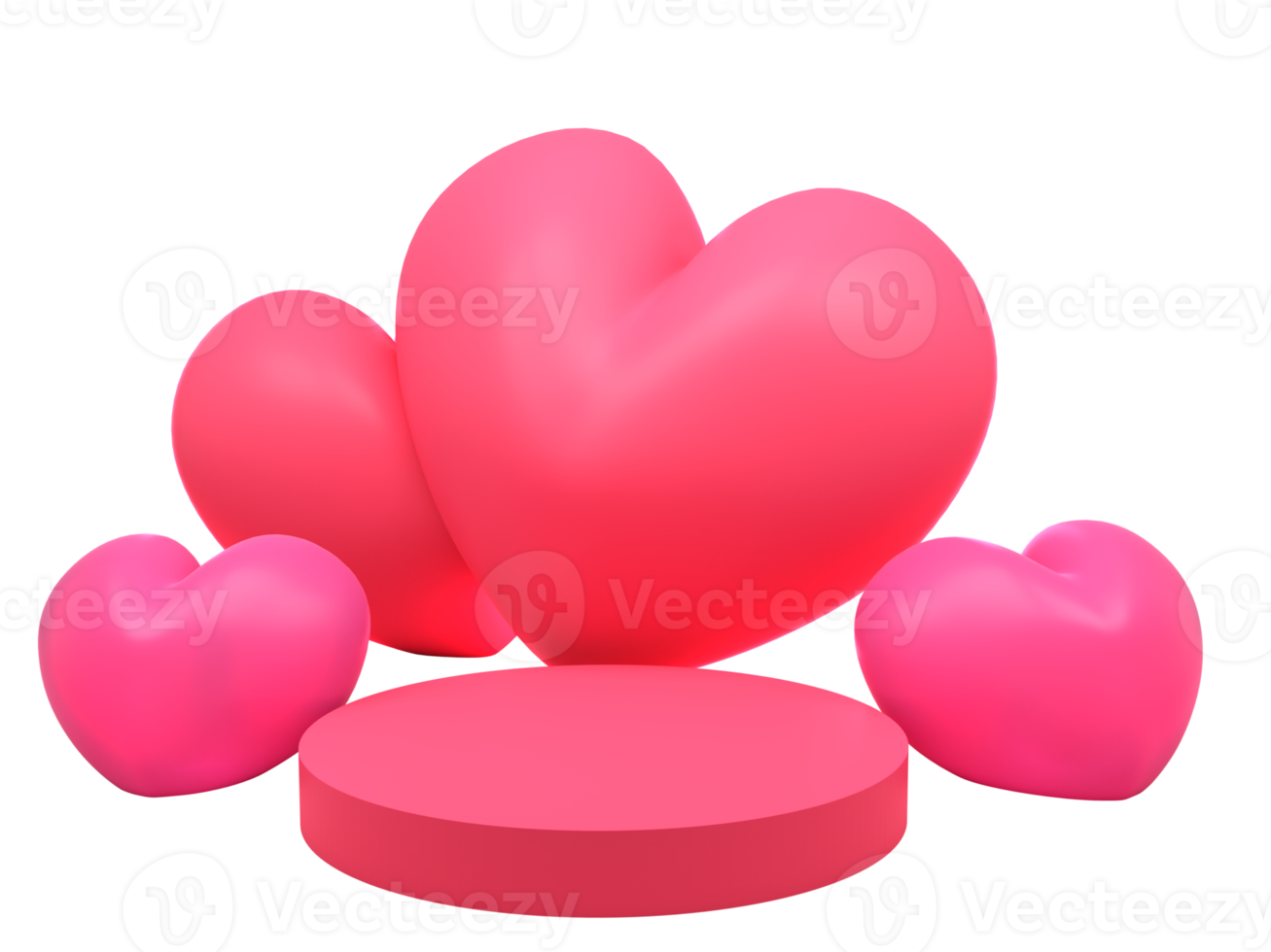 podium 3d et forme d'amour pour la décoration fond transparent png