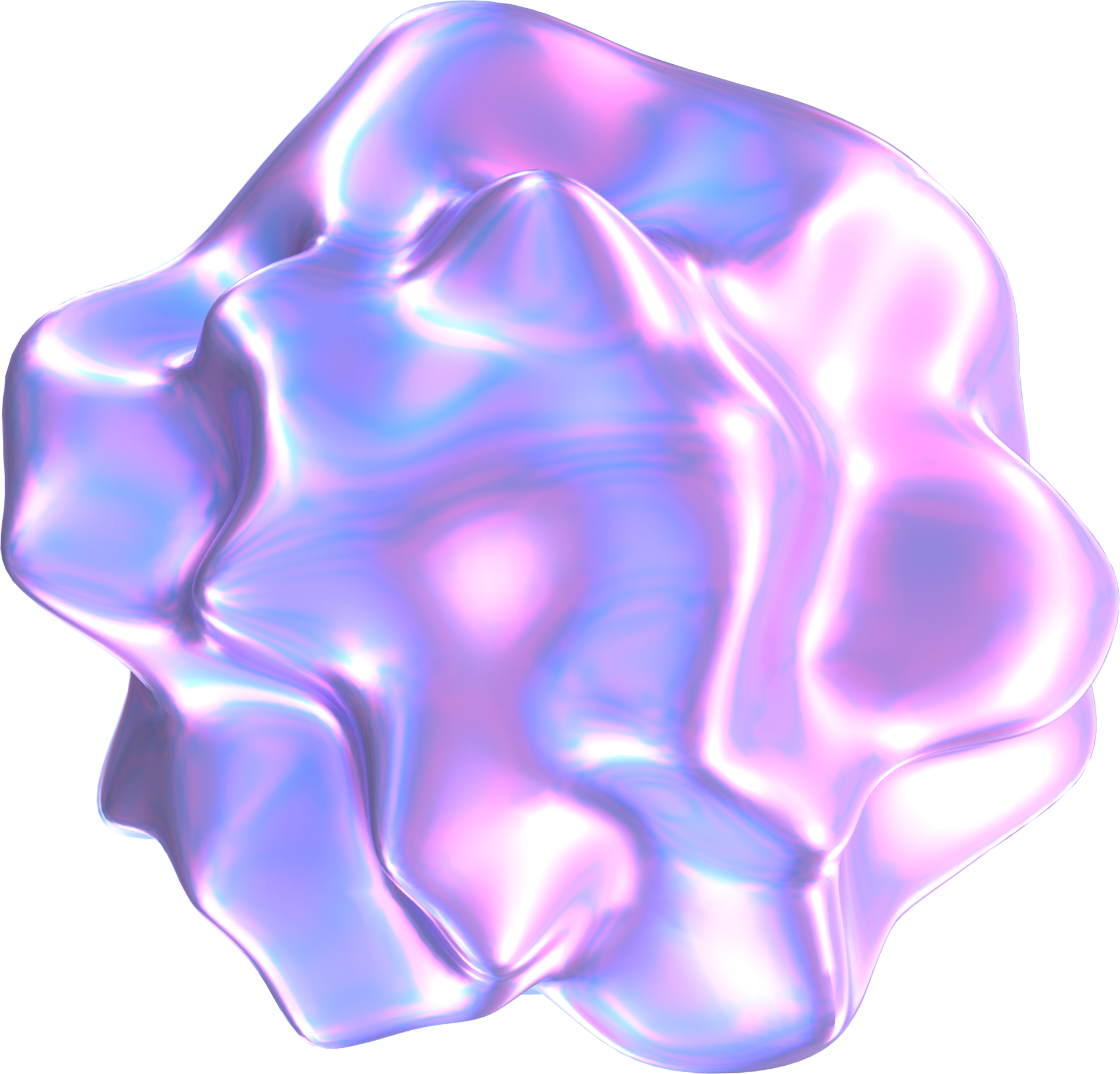 3D rendering holographic liquid shape for decoration or mixed media