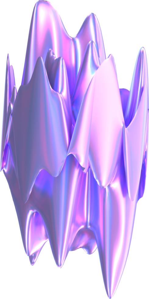 3D rendering holographic liquid shape for decoration or mixed media transparent background png