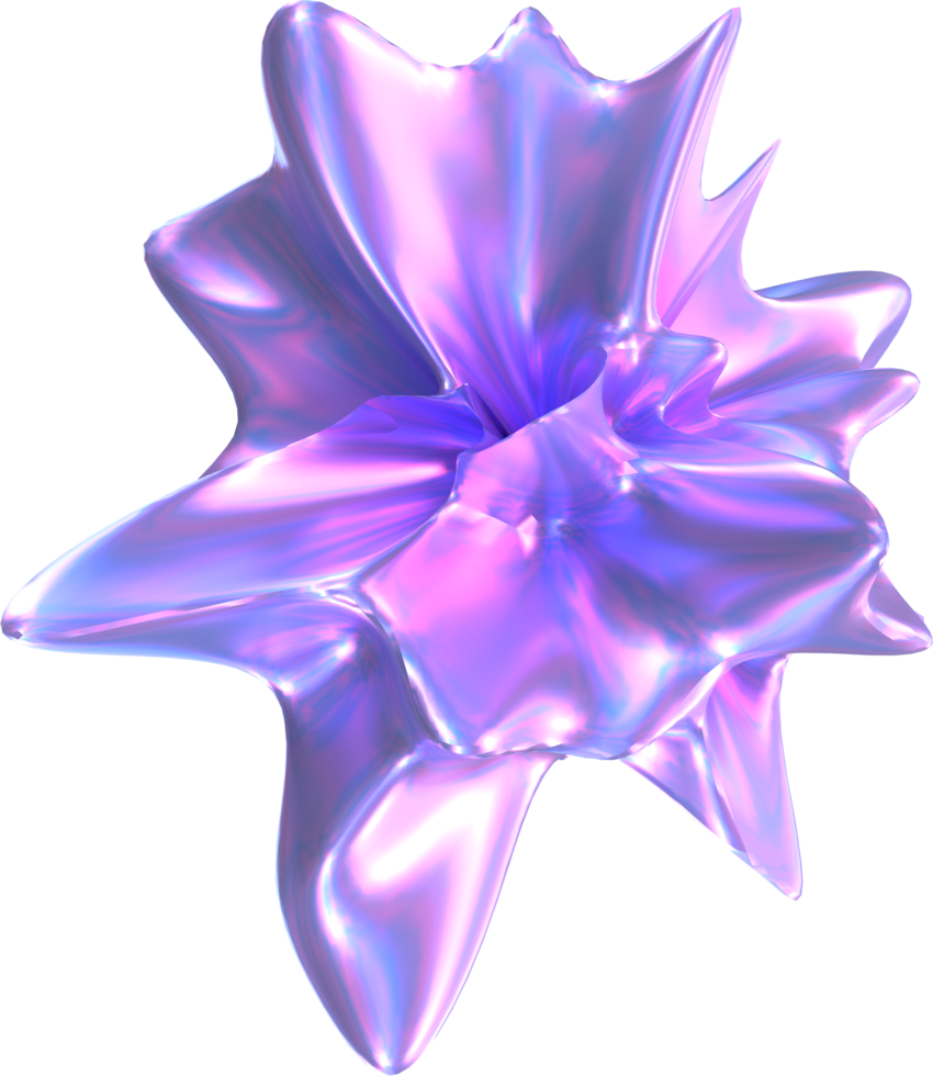 3D rendering holographic liquid shape for decoration or mixed media transparent background png