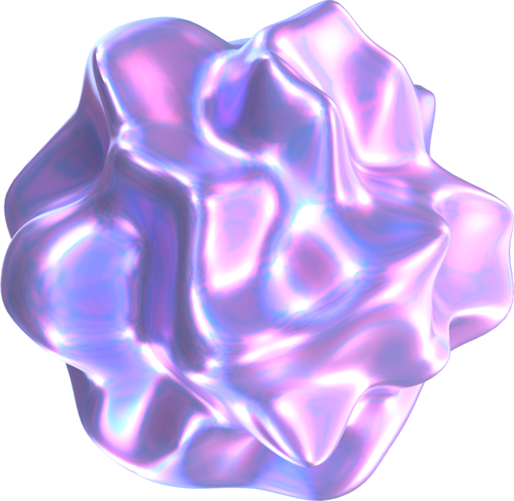 3D rendering holographic liquid shape for decoration or mixed media transparent background png