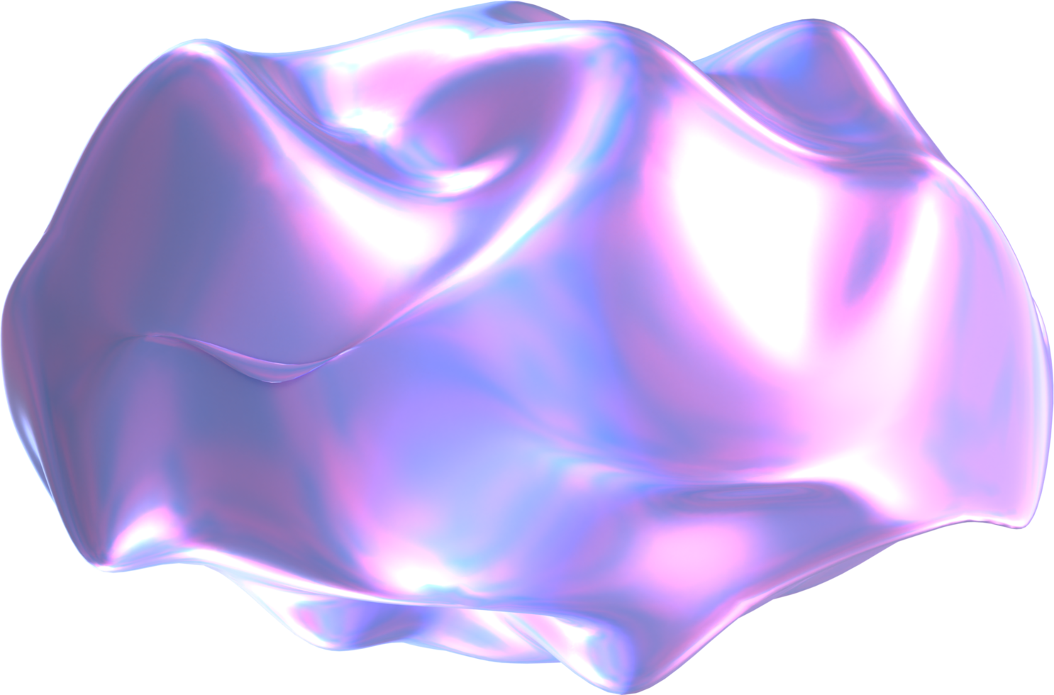 3D rendering holographic liquid shape for decoration or mixed media transparent background png