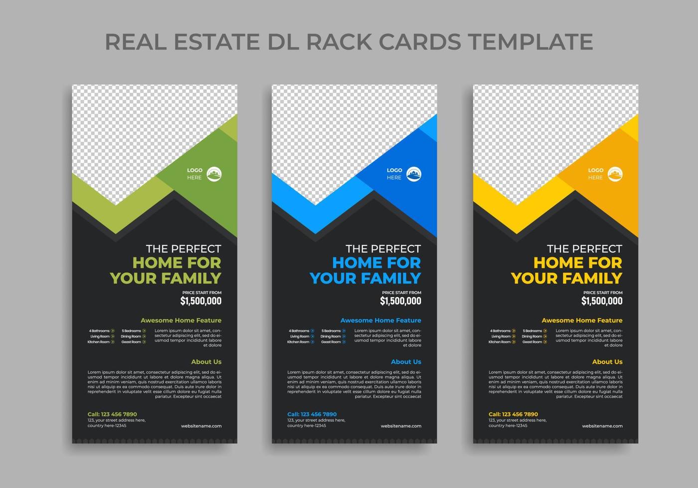 Real estate dl rack card flyer template vector