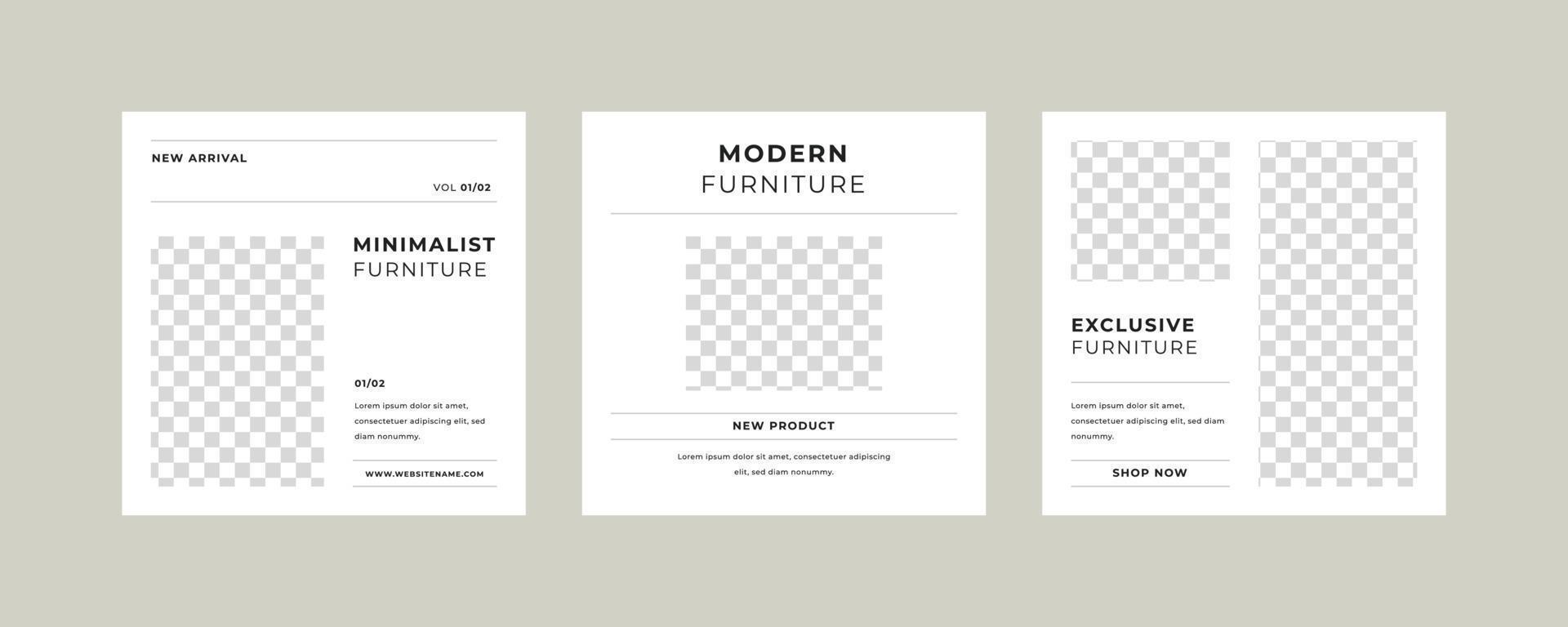 Furniture sale social media template collection with luxury concept vector