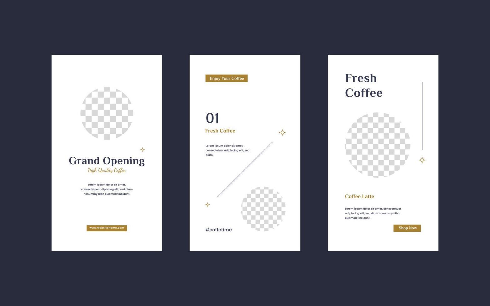 Coffee shop social media story template with minimalist style vector