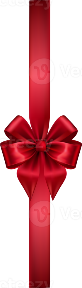 Red Silk Realistic Bow with Ribbon png