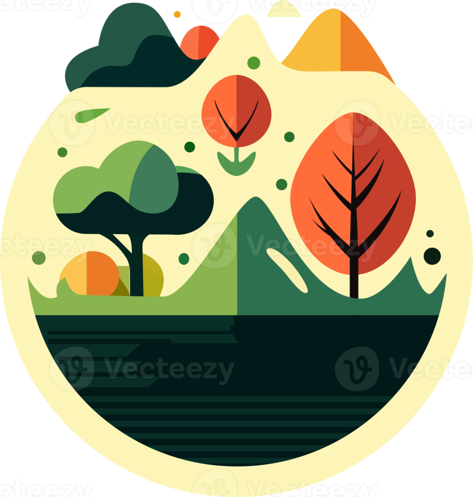 Eco Friendly Earth Day Illustrated Label. png