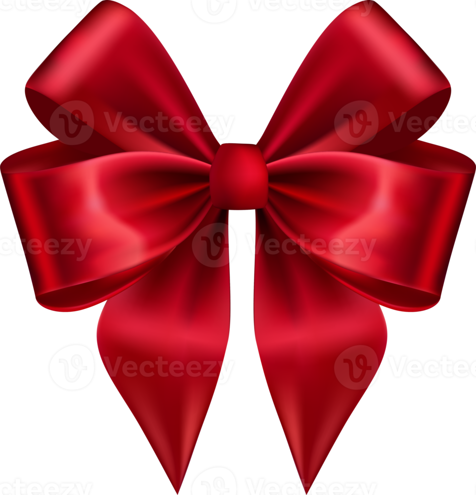 Red Silk Realistic Bow with Ribbon png