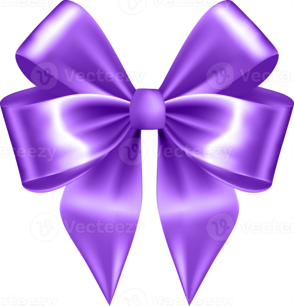 Violet Silk Realistic Bow with Ribbon png