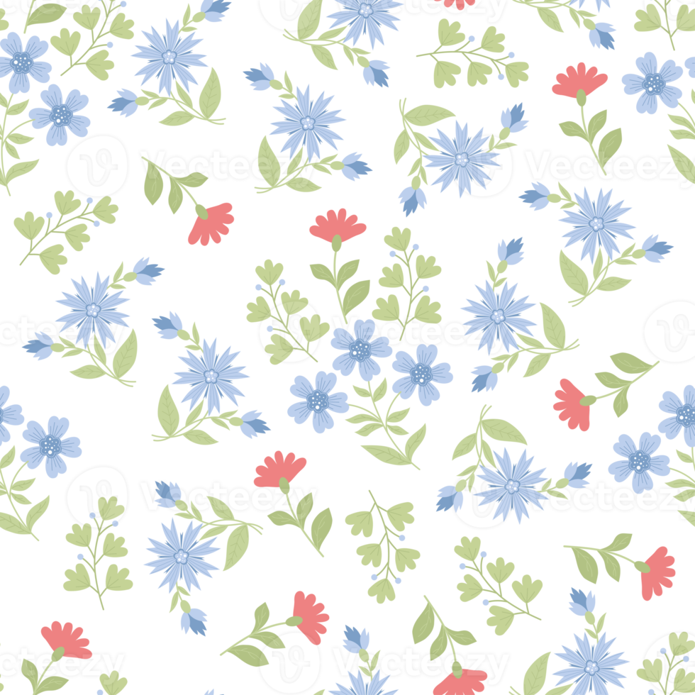 Floral  seamless pattern. Scattered flowers png