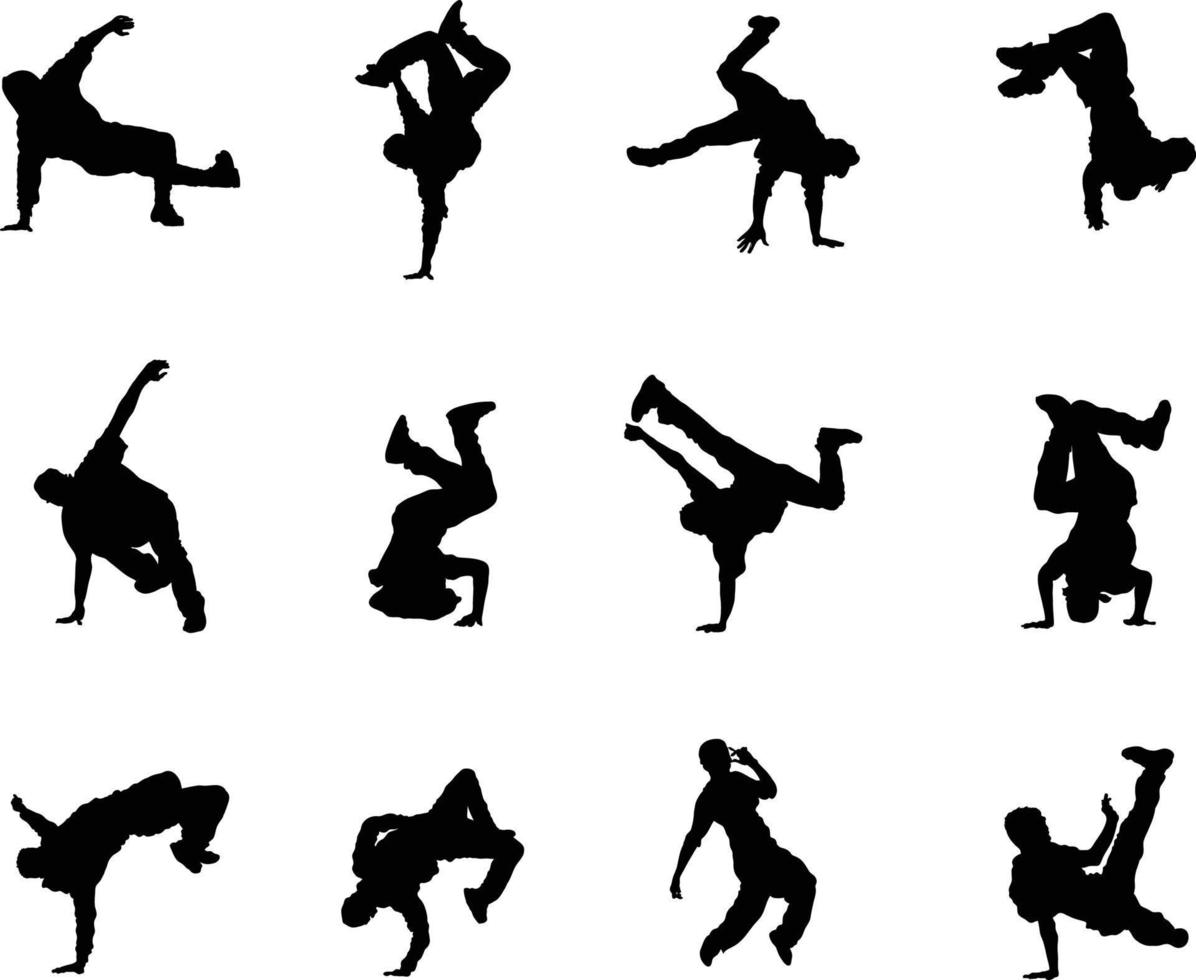 A vector collection of breakdancers for artwork compositions