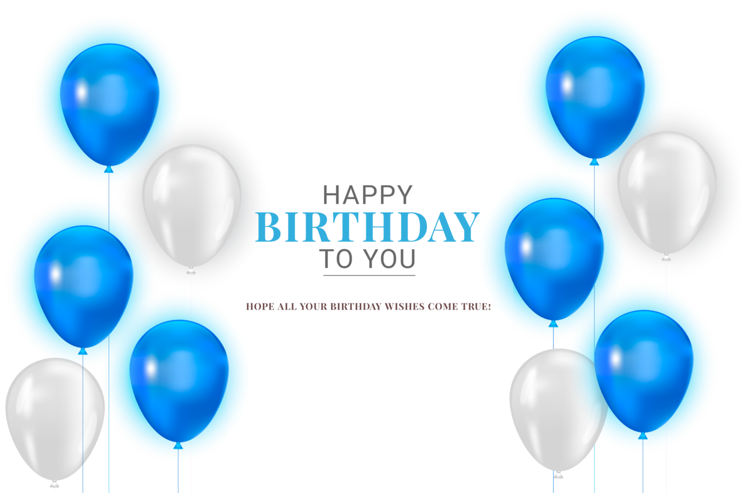 Happy birthday background with blue  balloons png