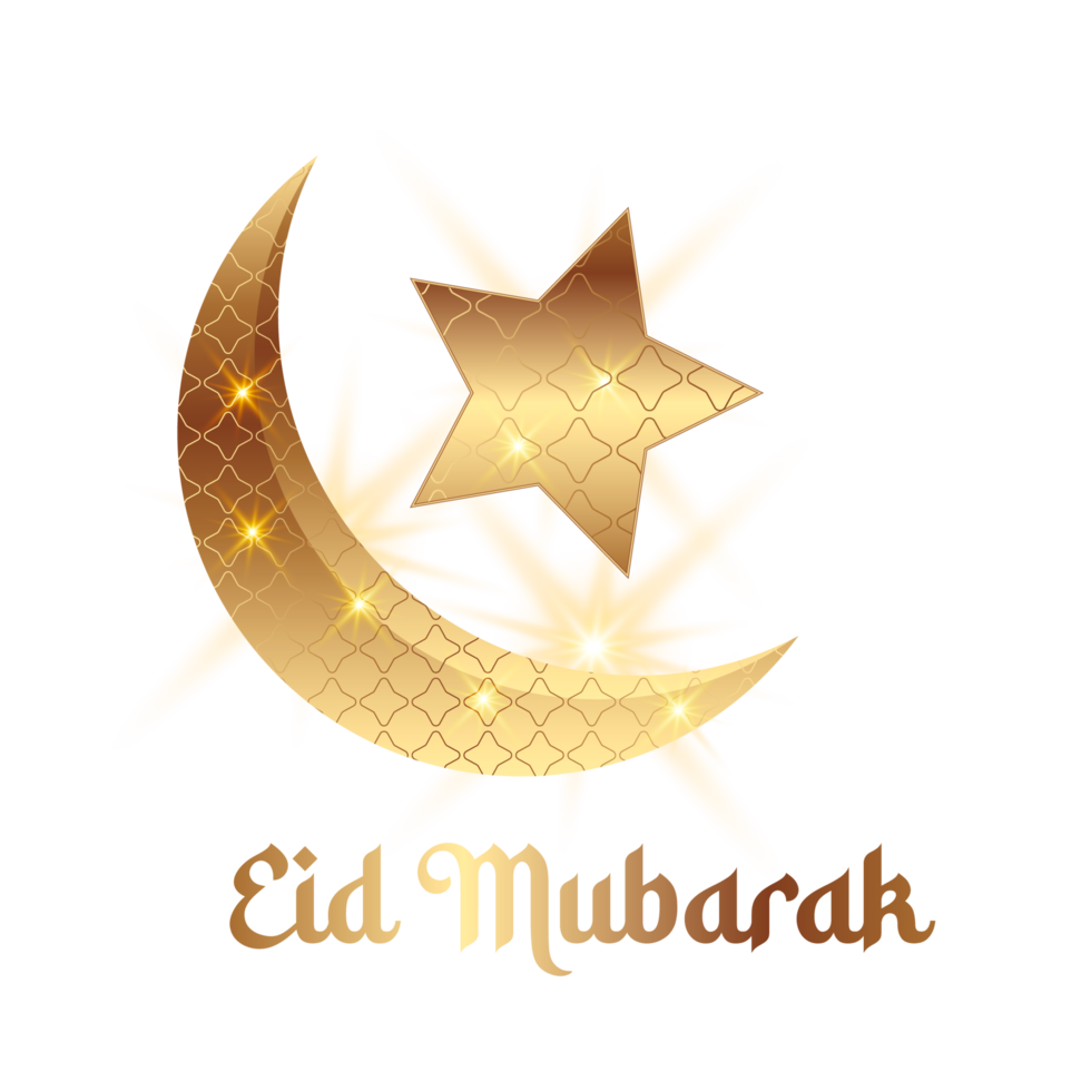 islamic  eid mubarak  with beautiful  lantern and crescent moon png