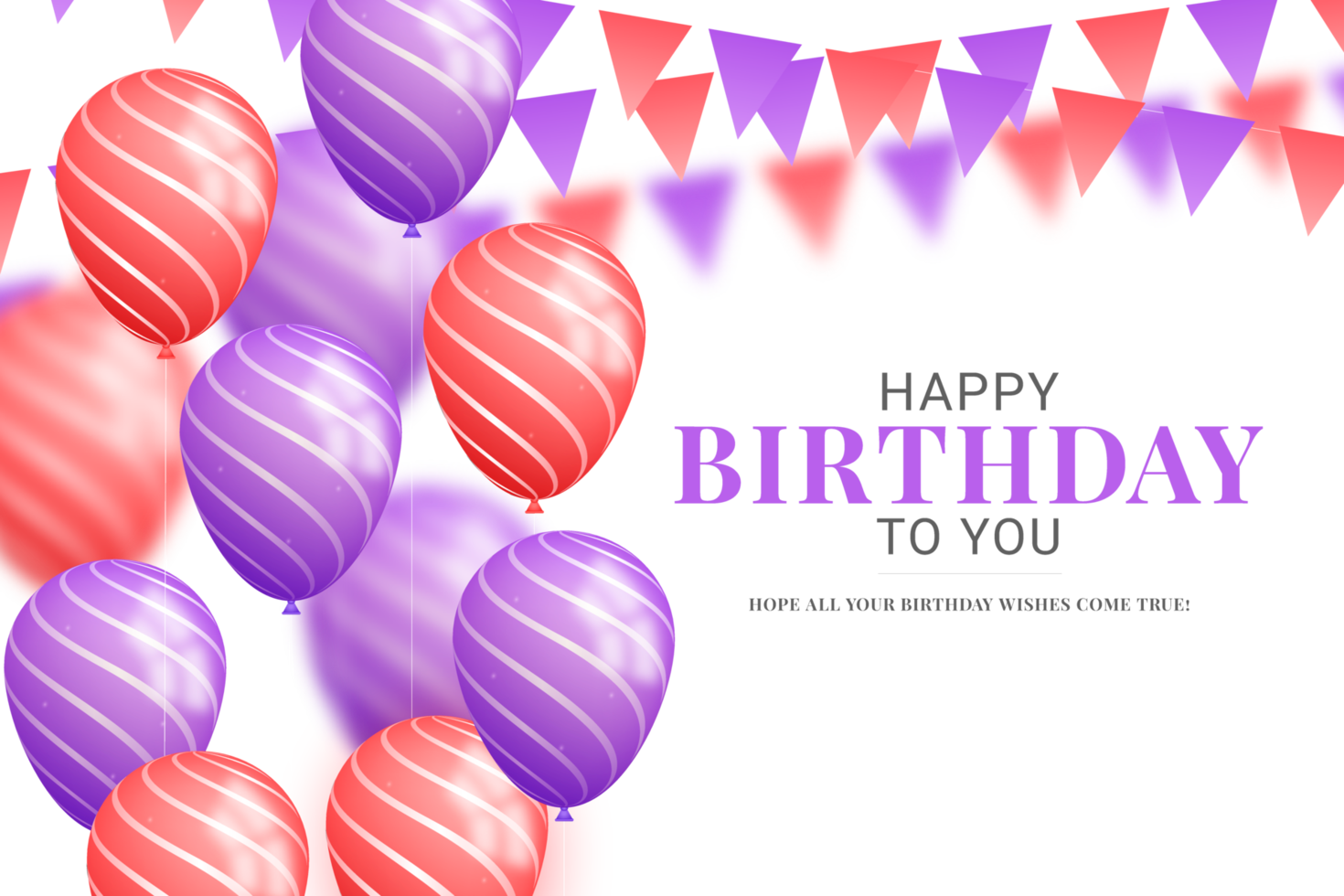 fondo de feliz cumpleaños con globo de aire realista en 3d con texto y confeti brillante png