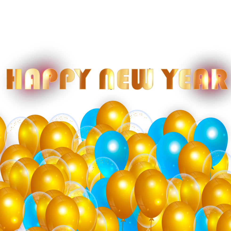 Happy new year wish with color balloon and confity png