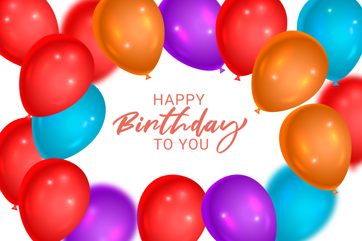 Birthday balloons background design. Happy birthday to you text with balloon and confetti decoration element for birth day celebration png