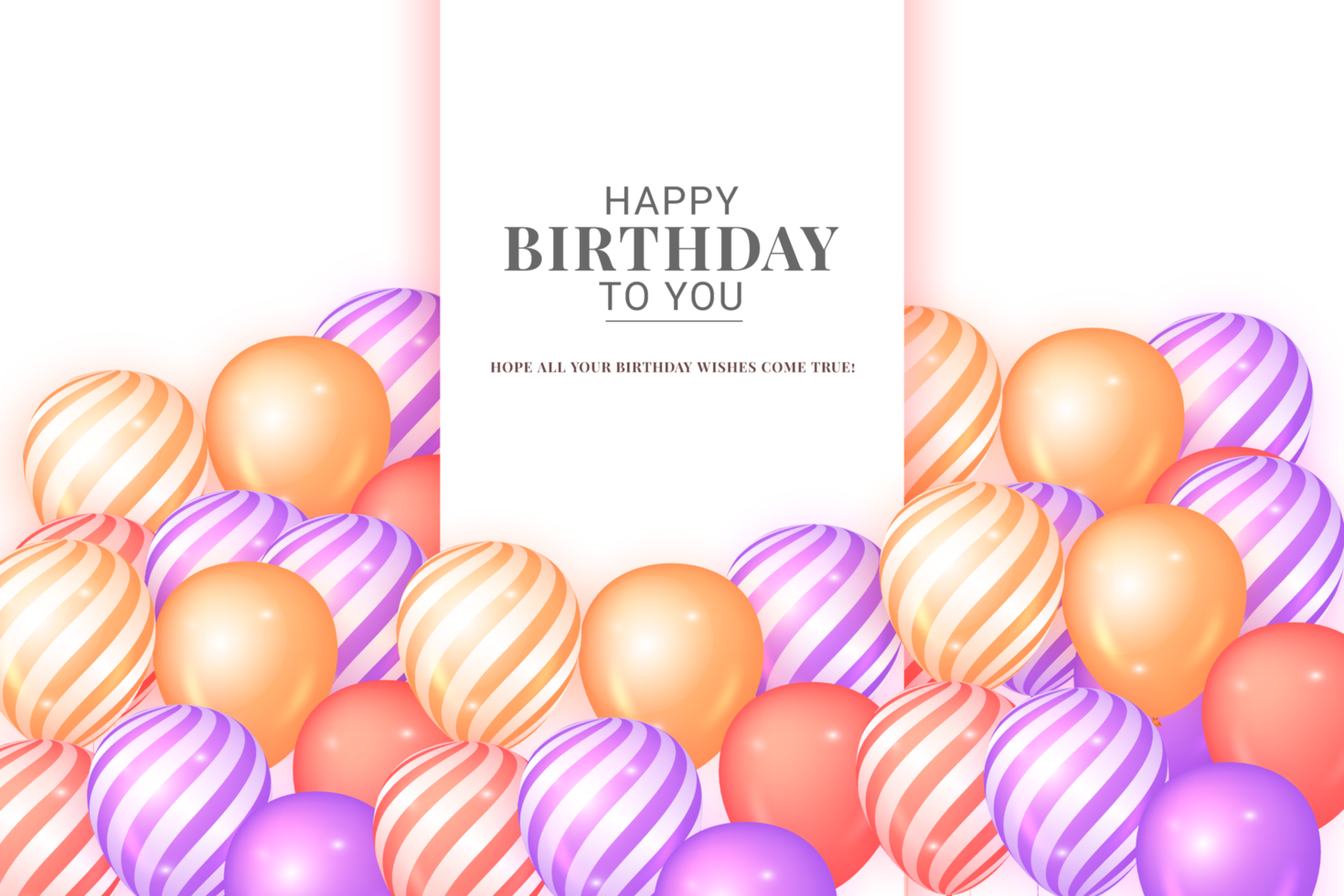 Birthday balloons background design. Happy birthday to you text with balloon and confetti decoration element for birth day celebration png