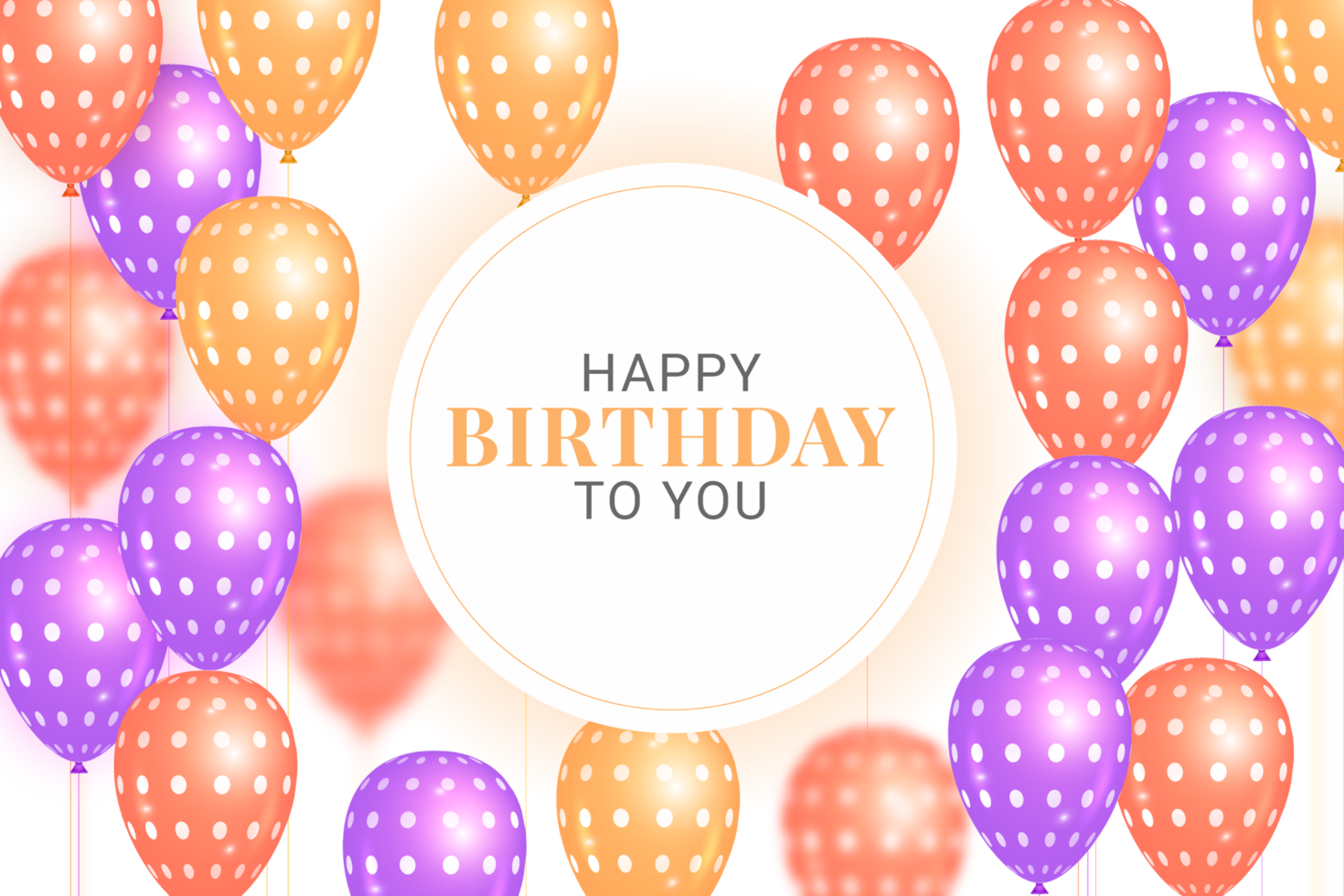 Birthday balloons background design. Happy birthday to you text with balloon and confetti decoration element for birth day celebration png