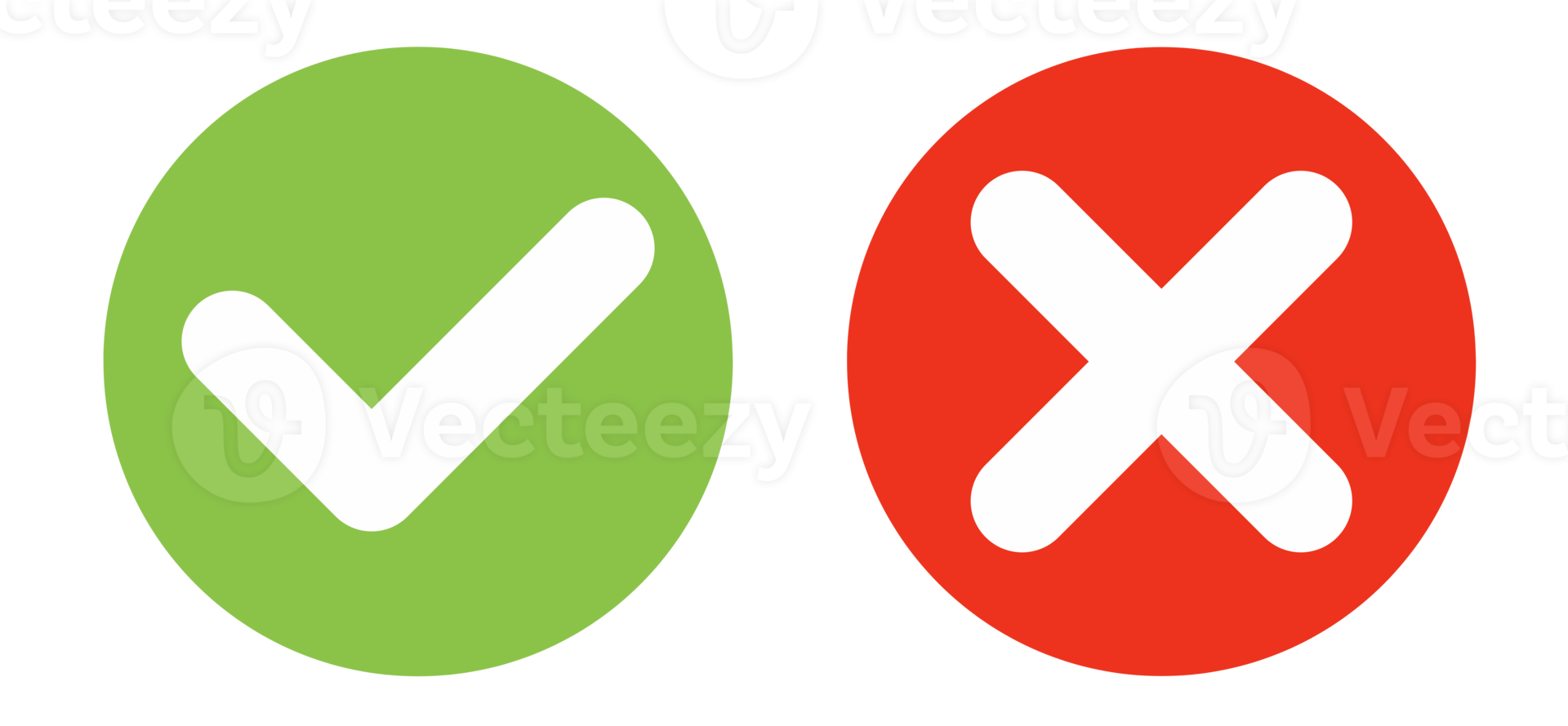 green checklist and red cross icon set png