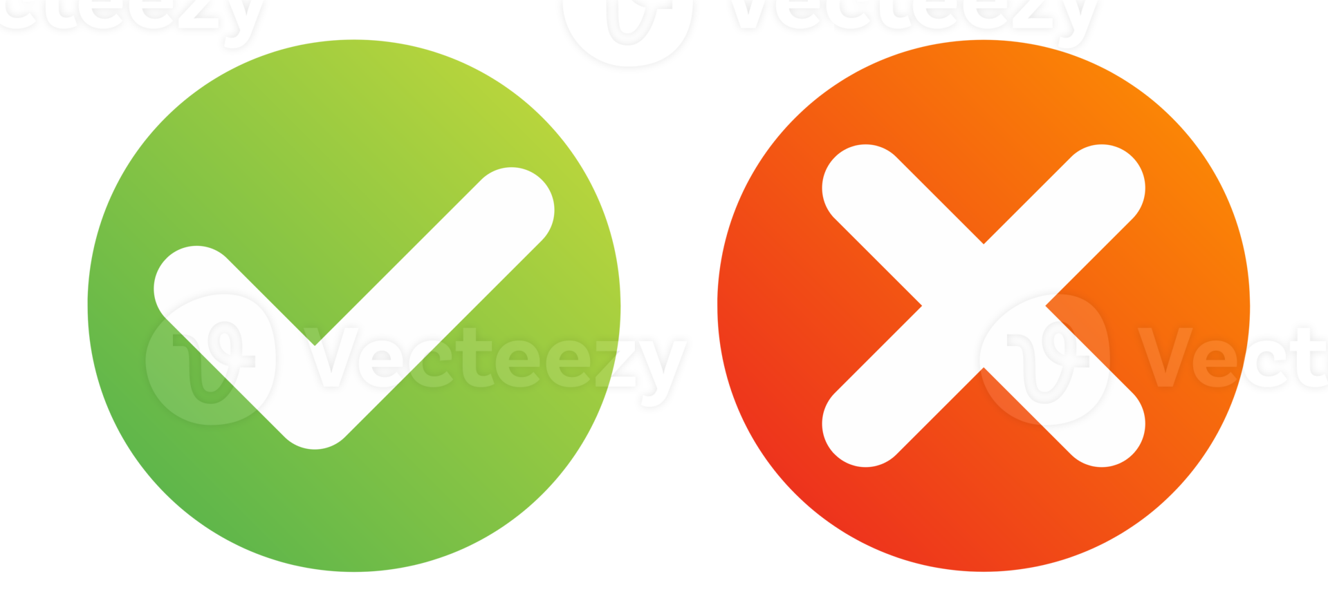 green checklist and red cross with gradient colors png