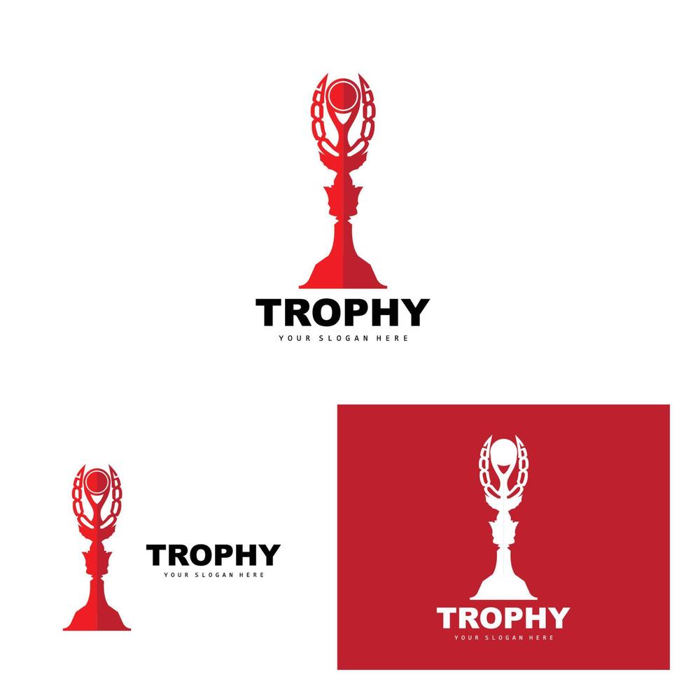 Championship Trophy Logo, Champion Award Winner Trophy Design, Vector Icon Template